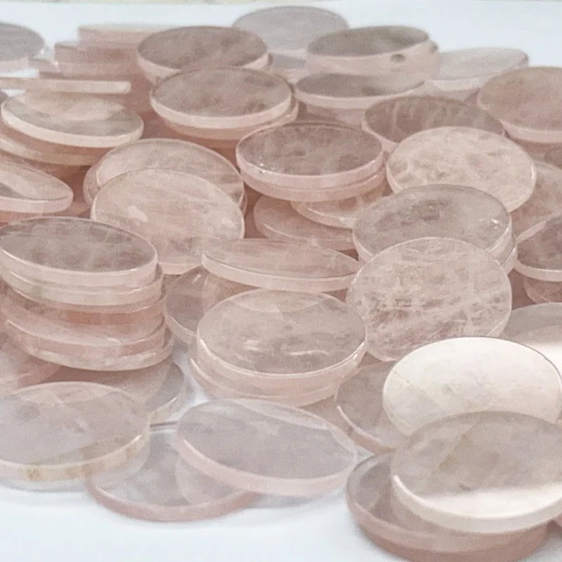 Natural Rose Quartz Stone Discs Crystal Round Flat Discs for Jewelry Making Home Decoration