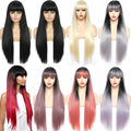 X-TRESS NEW Factory Price 29 Inch Long Straight Hair Lace Front Wig With Bangs Heat Resistant Synthetic Wigs for Black Women