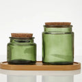 Low Price 100 ml  200 ml Green Color Candle Jar With Soft Wooden Stopper Candle Holder Accept Customized Logo for Candle Making