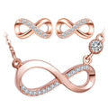 Hot Selling Women Jewelry 925 Sterling Silver Infinity Earrings Necklace Set