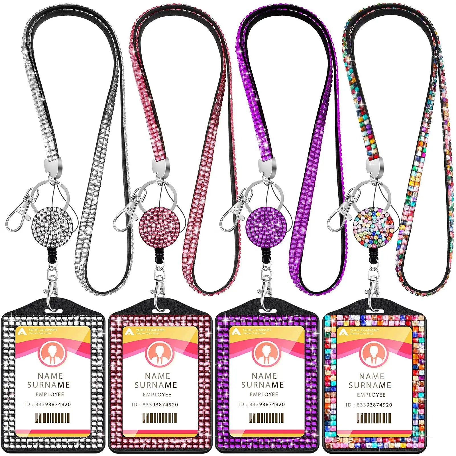 Custom Rhinestone Keychain Lanyard Mobile Phone Hanging Neck Lanyard with Badge Reel