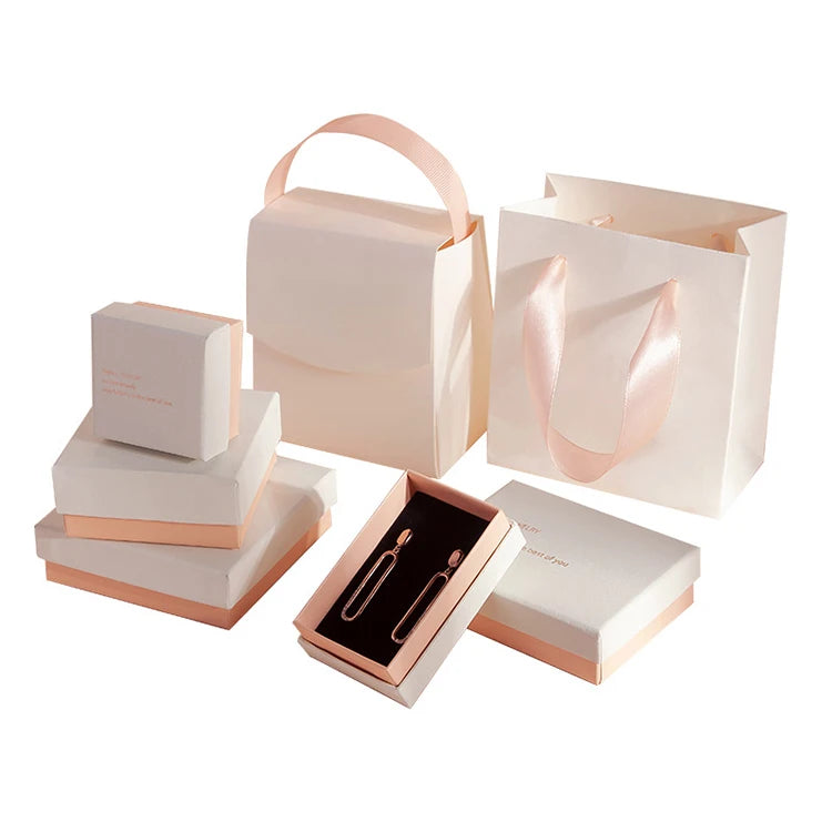 2023 Custom Luxury Hot Stamping White Printed Drawer Sliding Satin Jewelry Packaging Gift Box with Handle