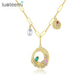 LUOTEEMI Fashion Luxury Cubic Zirconia Necklace Colorful Women Accessories Jewelry Necklaces