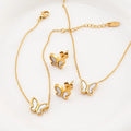 18k Gold Plated Stainless Steel Butterfly Earrings Bracelet Necklace Set Women Jewelry Shell Jewelry Set