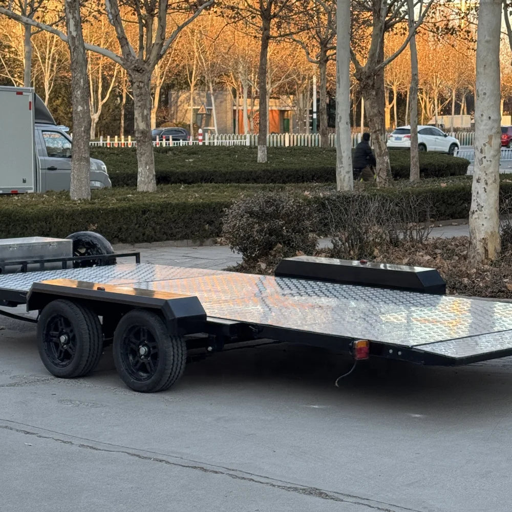 Three Horses High Quality Carbon Steel 2 Ton Capacity 2mm Floor Car Trailer Flatbed Hauler for Sale