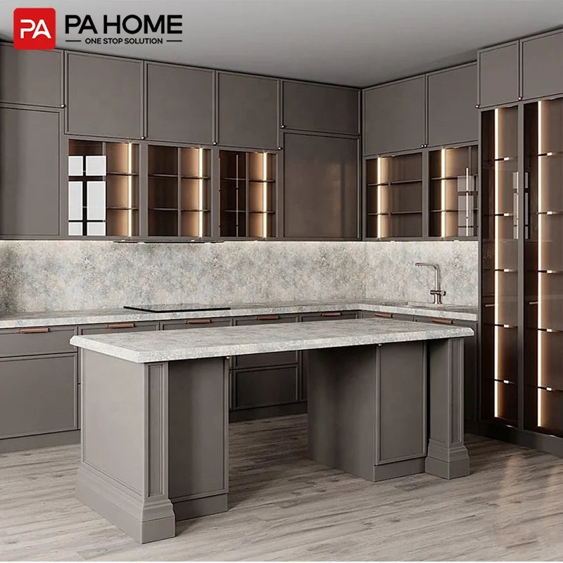 PA Luxury Modern Modular PVC Kitchen Cabinets Design for Contemporary Kitchens