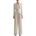 2025 Women's High-End Two-Piece Professional Style Suit Bow Collar Solid Apricot Straight Pants for Spring Autumn Formal Style