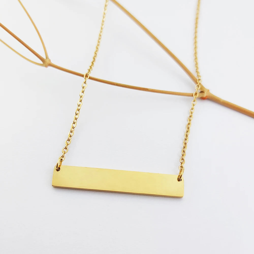 Bar Necklace Stainless Steel Joias Em Ouro 18k Diy Jewelry Laser Engraved Necklaces Gold Vermeil Necklace Xp Jewelry