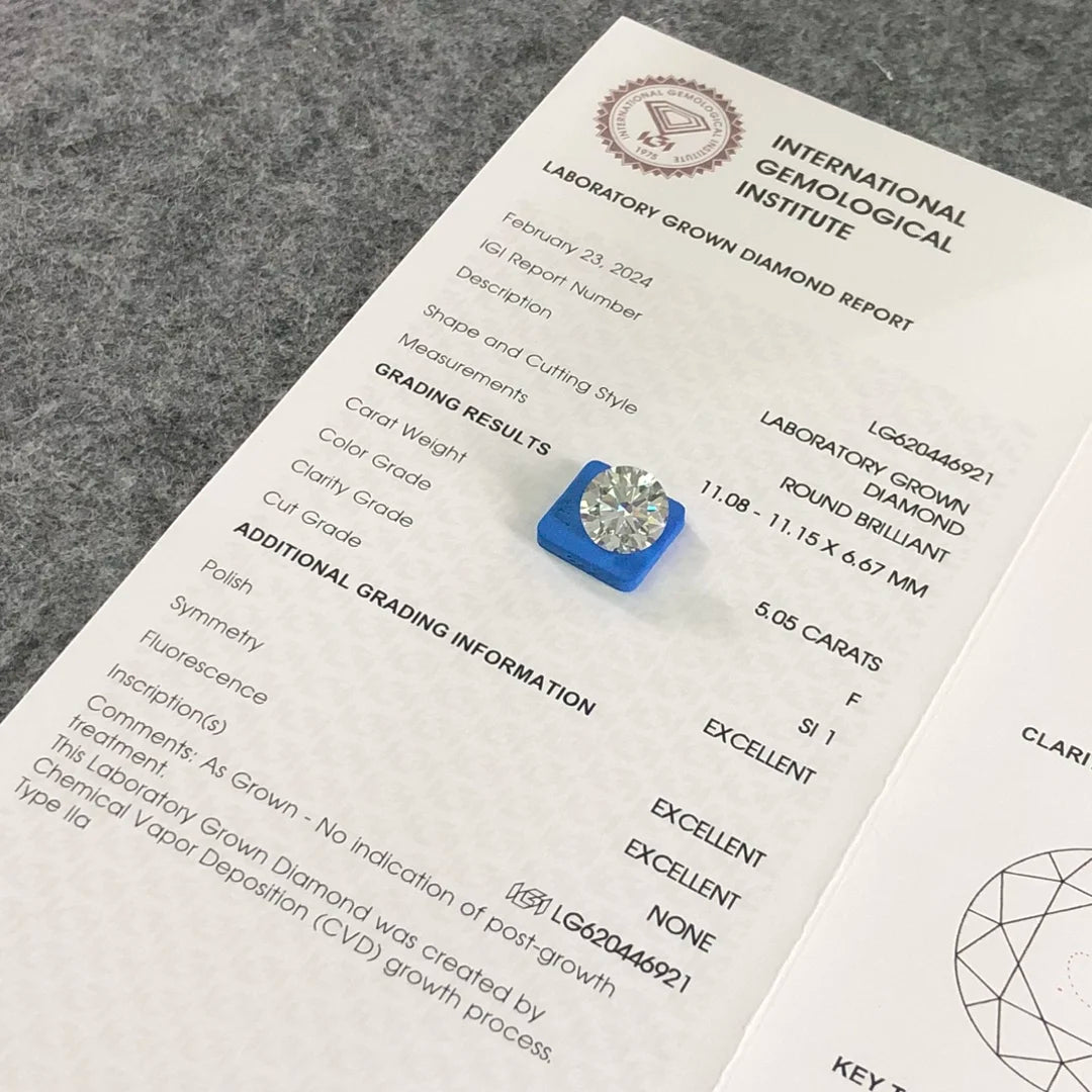 IGI  Certified 5.05ct  F SI1 Wholesale Lab Created Diamond CVD Lab Grown Diamond