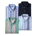 Men's Casual 100% Cotton Dress Shirt Breathable Comfortable Striped Design Autumn Washed Technique Anti-Shrink Anti-Pilling