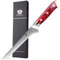 WILDMOK 7 Inch Kitchen Fillet Knife 67 Layers Damascus Steel Boning Knife with Red Resin Handle