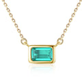 Square Emerald Cut Green Stone 925 Sterling Silver Fine Jewelry Pendant Necklace Woman Jewelry
