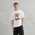 Unisex Regular Fit 100% Cotton Casual Breathable White T-Shirt 'SUNSET' Print Design Featuring Sun Cactus Desert Style for Men