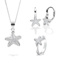 925 Sterling Silver Jewelry Set Unique Starfish Design with Aaa Cubic Zirconia & Rhodium Plating for Party or Gift for Girls