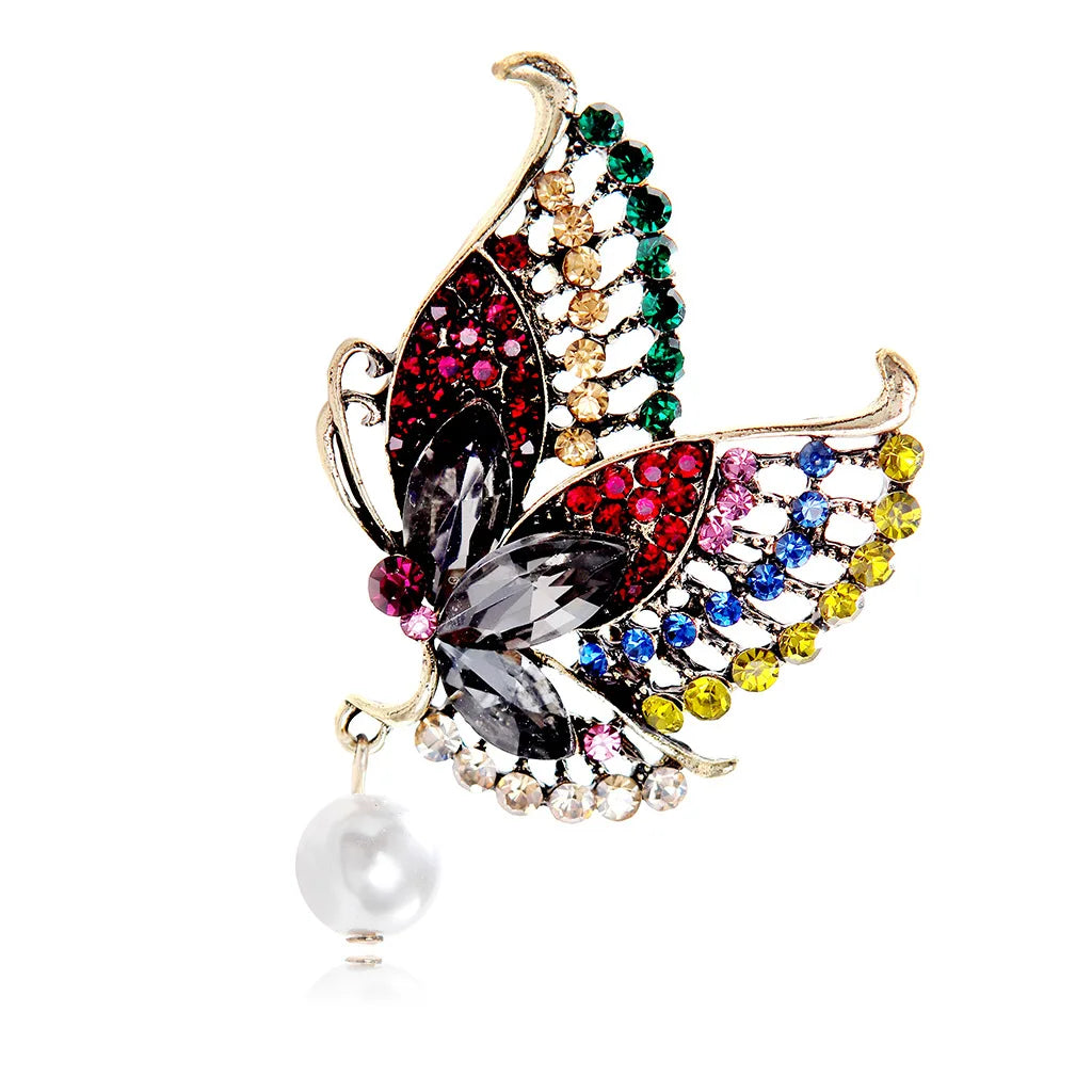 DR015 Fashion Butterfly Brooch Women Rhinestone Insect Brooch Jewelry Wholesale