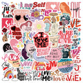 50PCS Cartoon Cute Self Love Paper Stickers Luggage Refrigerator Slogan Stickers Die Cut Sticker