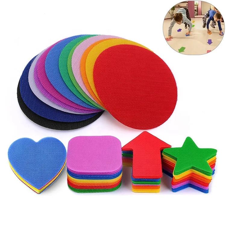 Nylon Eco-Friendly Self-Adhesive Heat Resistance Strong Adhesive Dot Shape Carpet Markers Sitting Spots Colorful Hook and Loop