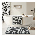 Luxury White Black Striped Plush Shaggy Mats Soft and Absorbent Eco-Friendly Customizable Microfiber Bath Rugs