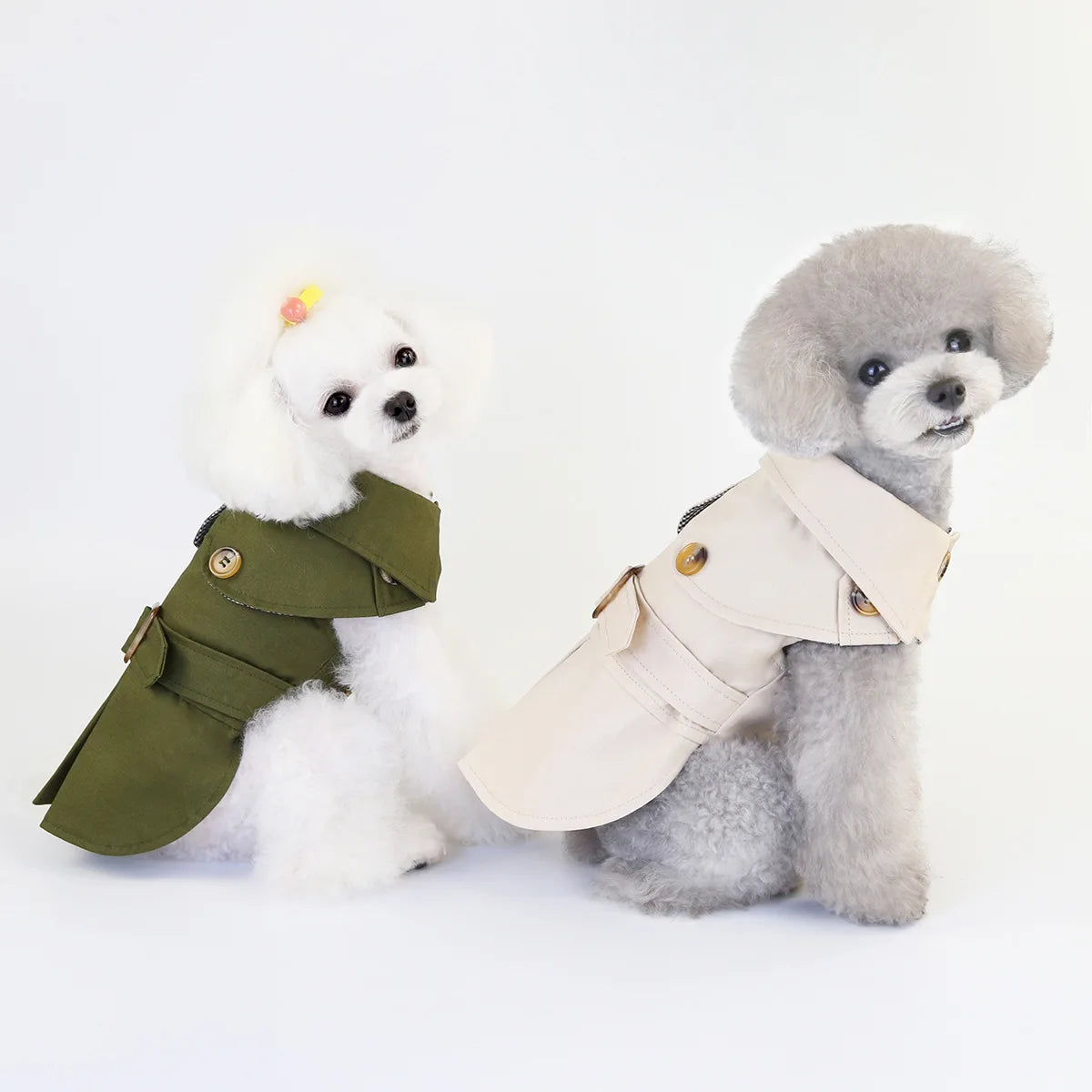 Designer Cotton Polyester Simple Eco-Friendly Pet Trench Coat Small Dog Winter Clothing Three Solid Colors Cute Fashionable