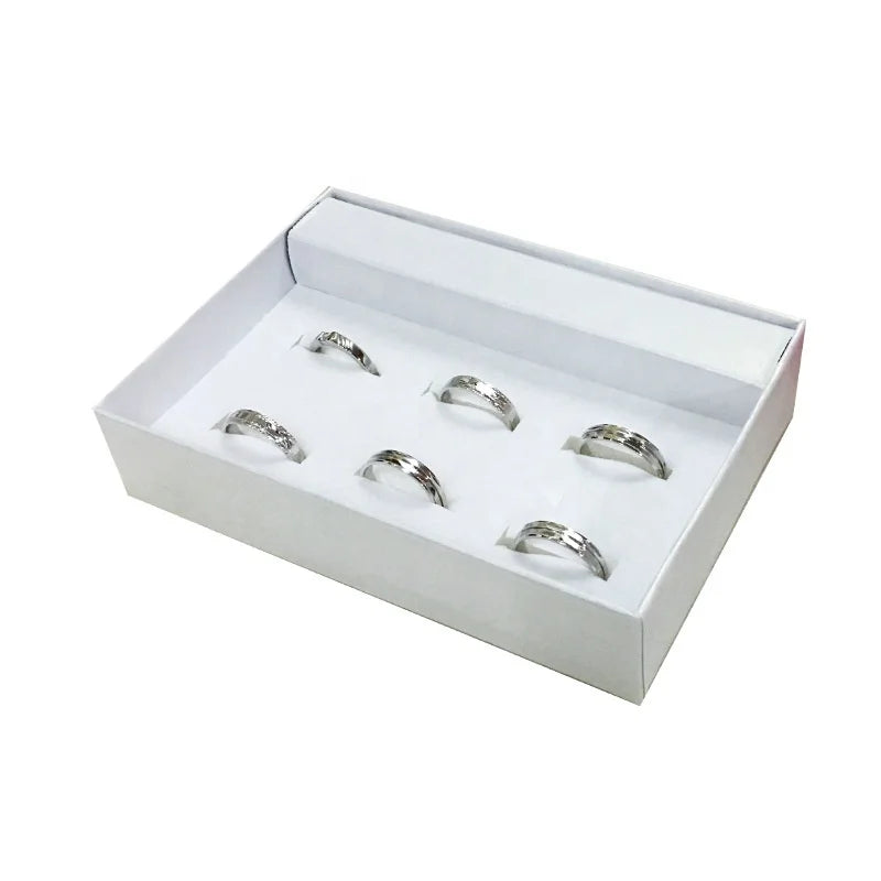 6-Slot Clear Lid Jewelry Display Case for Ring Packaging and Gift Boxes
