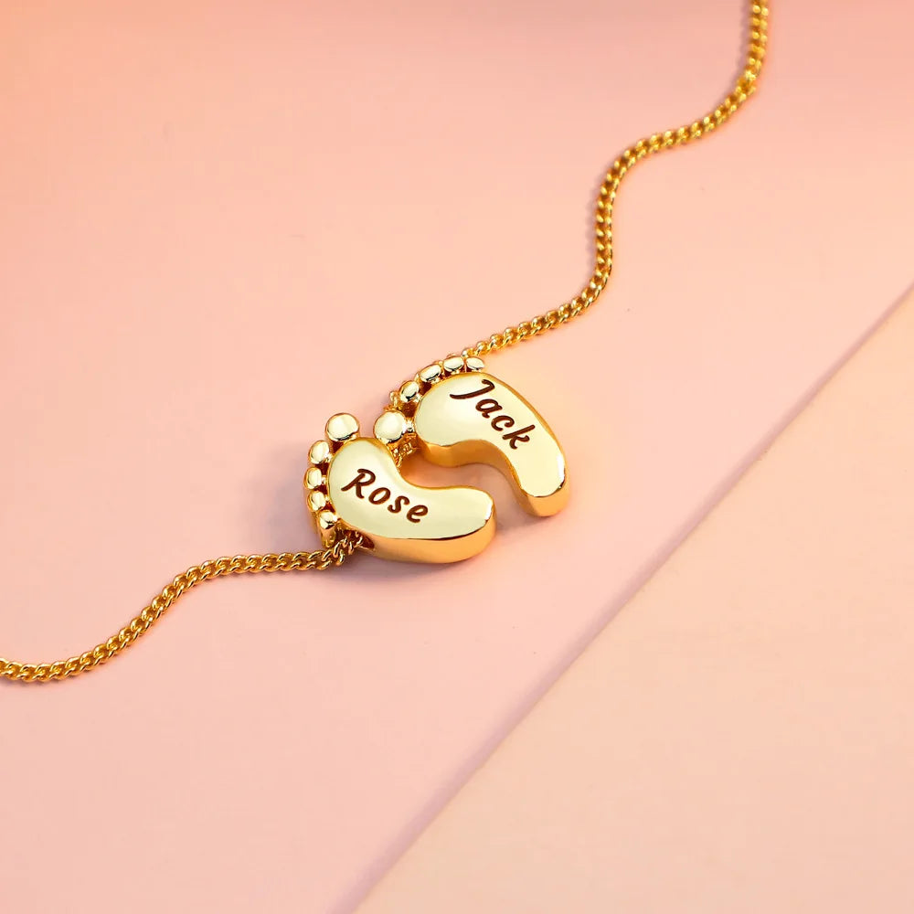 Wholesale Dainty Jewelry Custom 18K Gold Plating Baby Foot Pendants Necklace for Girls