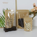 Custom Printed Biodegradable Kraft Paper Doypack Packaging Resealable Window Food Logo for Sugar and Pet Food