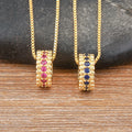 QIKU Trendy Circle Ring 7 Colors Rhinestone Neck Chain Charm Pendant Women Necklace Jewelry Sweater Chain Accessories Wholesale