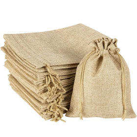 Small Linen Bags Pouch Jute Sack Gift Bags Drawstring Bag Jewelry Christmas Gift Pouch for Home Party Storages