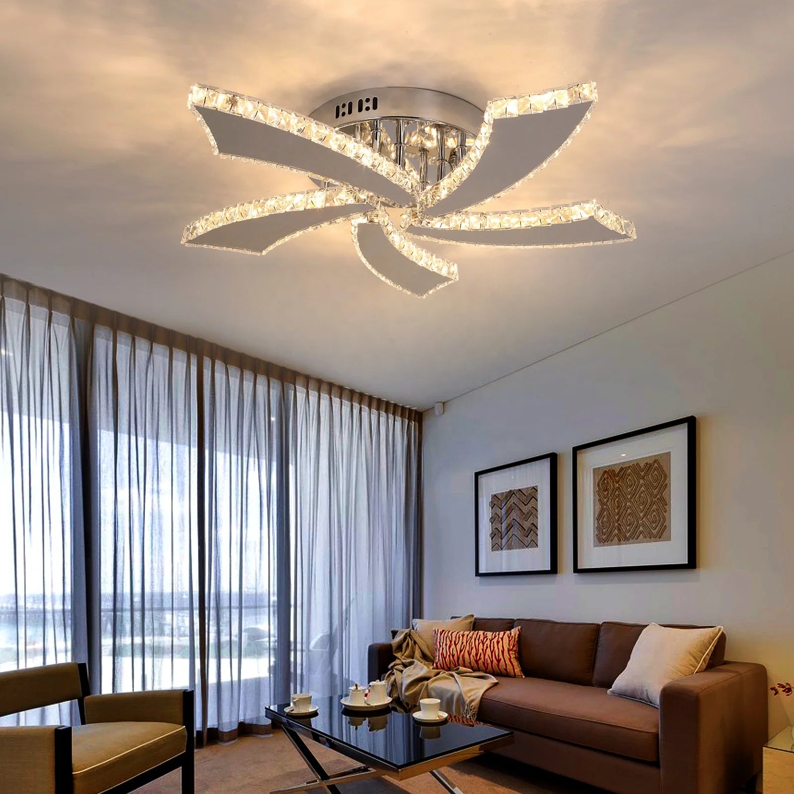 Wholesale Price Contemporary 5  Blade Stainless Steel  LED Ceiling Light for Stylish Home Decoration