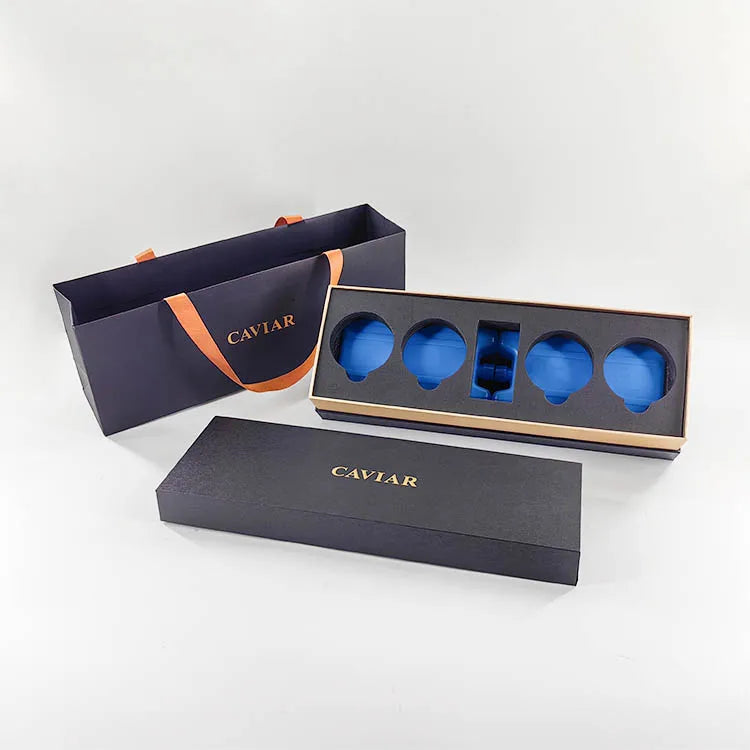 Manufacturer Custom Design Printing Paper Rigid Black Manual Folding Packaging Boxes Caviar Gift Package Box