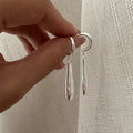 925 Sterling Silver Korean Long Tear-Drop Shape Luxury Dangle Earrings for Girls Women Christmas Gifts