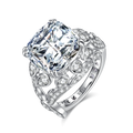 SGARIT Fashion Jewelry Wholesale 12*12mm Synthetic High Carbon ZIRCON Jewellery Rings Gold Plated Silver 925 Engagement Ring