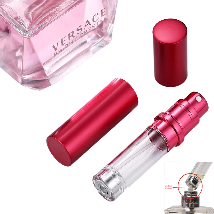 Mini 5ml Cylinder Glass Perfume Diffuser Bottle Custom Aluminum Screw Cap Pump Sprayer Screen Printing Free Box MOQ 50pcs