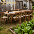 Solid Wooden Folding Dining Tables Rustic Style 8/10 Persons Farm Table for Wedding Parties Banquets Hotels Apartments-European