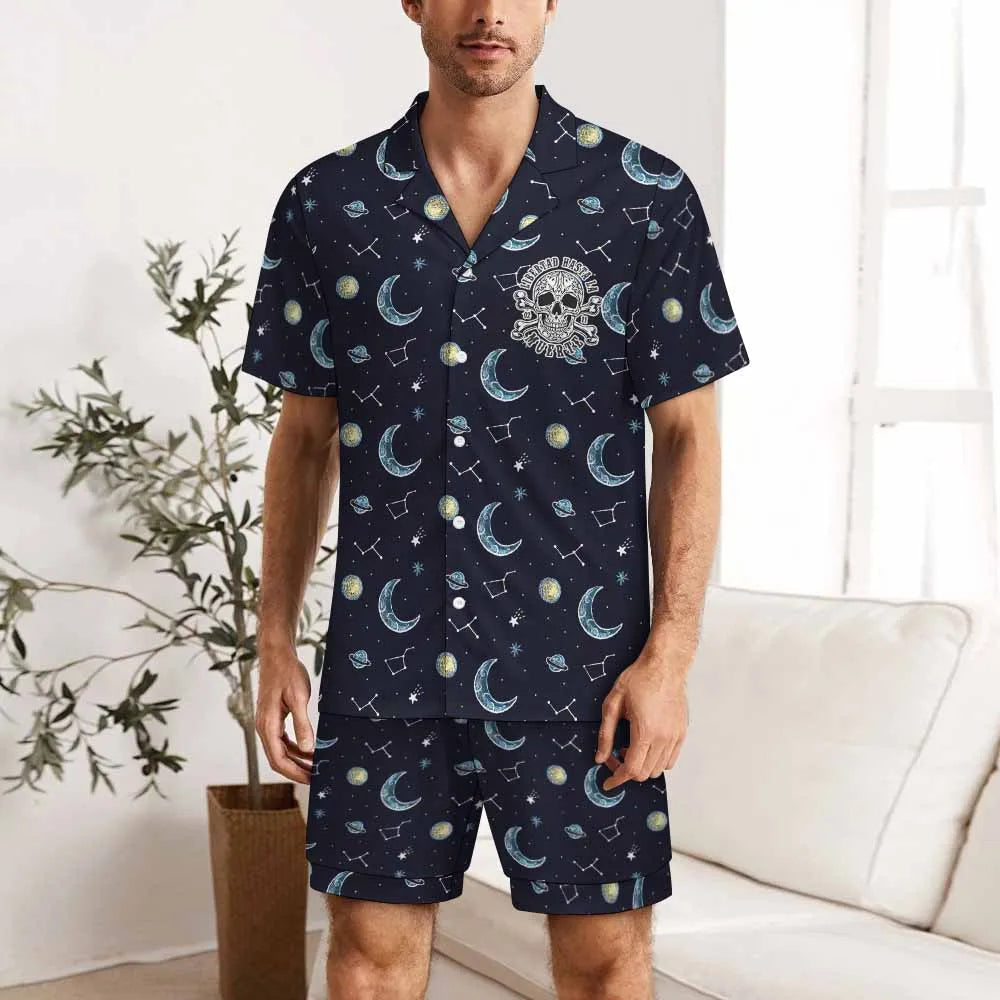 Custom Printed Men's Summer Pajamas Drop Shipping Short Sleeved Pajama Set for Men