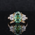 Starsgem Hot Sale Engagement Ring Oval Shape Green Moissanite Diamond 10k Pure Gold Wedding Ring