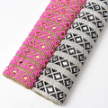 Hot Pink Black Glass Beads Rhinestone Sheet Iron on Applique Glitter Crystal Strass Mesh Self Adhesive Sticker