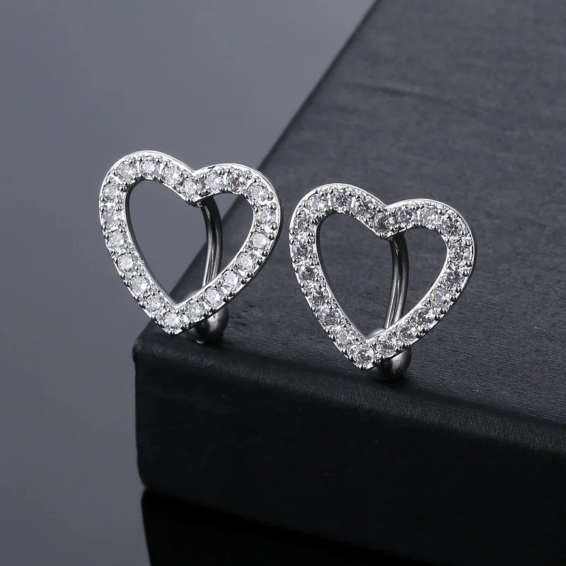 Summer Fashion Pave 3A Zircon Belly Rings Piercing Jewelry Stainless Steel Top Down Belly Rings Sexy Heart Belly Button Rings