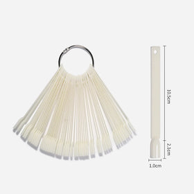 50pcs False Nail Tip Nails Art Practice Color Display Tips Nail Color Chart UV Gel Polish Display Fan Shape Metal Ring