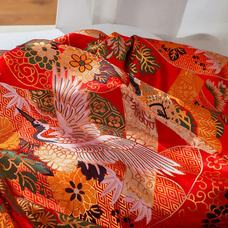 China Factory Wholesale Brocade Fabric Jacquard Crane High Technology Nishijin Flowers for Cloth Garment Home Textile Sofa
