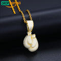 Dropshipping Luxury Hip Hop Jewelry 925 Sterling Silver Full VVS Moissanite Diamond Iced Out Boxing Gloves Pendant Necklace