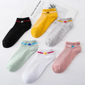 HF Women's Summer Short Ankle Socks Colorful Stripe Stars 100% Cotton Anti-Slip and Anti-Bacterial for Adults