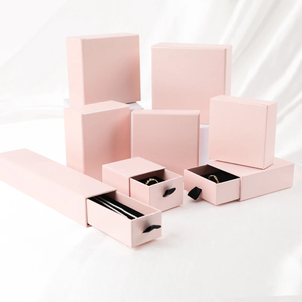 Luxury Waterproof Square Jewelry Display Box Custom High-End Paper Sliding Drawer Packaging Set