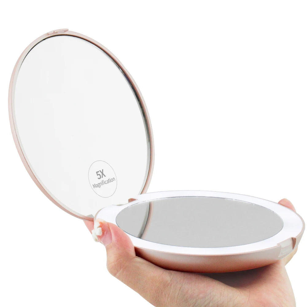 Wholesale Portable LED Magnifying Cosmetic Mirror Round Pocket Travel Compact with Lights Low Price