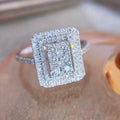 CAOSHI Manufacture Large CZ Diamond Jewelry Women Luxury Rectangle Silver Coating Cubic Zirconia Rings Wedding