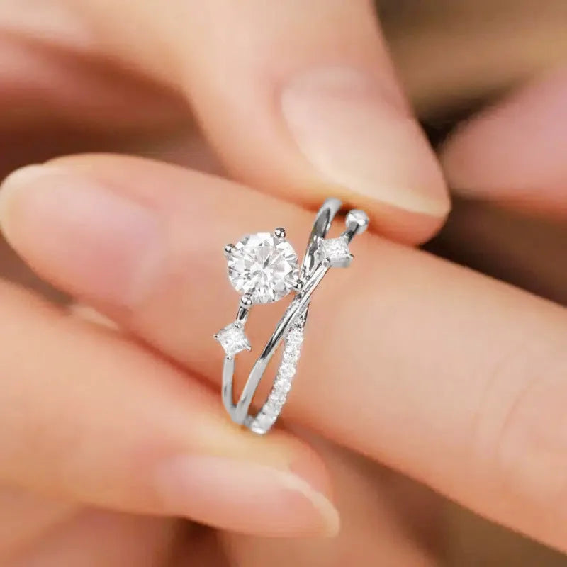 CAOSHI Hot Fashion Silver Rose Gold Plated Rings Branch Shaped Finger Jewelry for Women Engagement Diamond CZ Ring