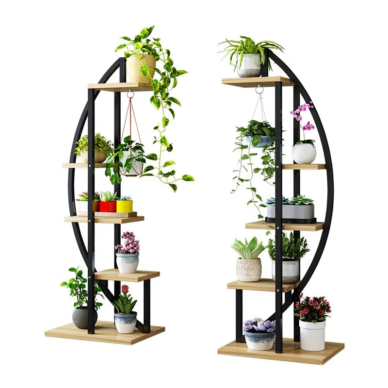Indoor Multiple Stand Holder Shelf Planter Display for Patio Garden Living Room Balcony 5 Tier Metal Plant Stand Rack