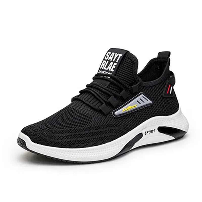 Trendy Running Shoes Men's the Latest Hot Sales of Sports Wind Flying Woven Sneakers Shock-absorbing Footwear