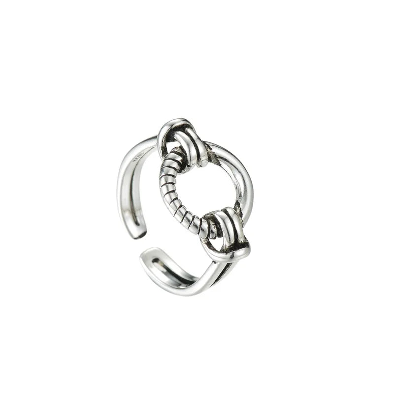 925 Sterling Silver Open Ring for Women Retro Braided Single Simple Fashion Versatile Personality Trend New Arrival
