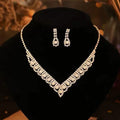Bling Crystal Bride Jewelry Set Rhinestone Silver-plated Wedding Dress Banquet Crystal Necklace Earring Set Collana